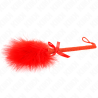 baguette en corde de nylon avec plumes chatouillantes et noeud rouge 25 cm