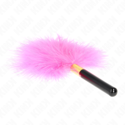 plumes tickle en métal doré fuchsia 18 cm