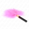 plumes tickle en métal doré fuchsia 18 cm