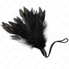 plumes chacouillées avec manche corde base plastique 15 cm