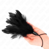 plumes chacouillées avec manche corde base plastique 15 cm
