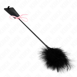 plumes chacouillées avec noeud de ruban rose 49 cm