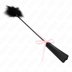 plumes chacouillées avec noeud de ruban rose 49 cm