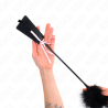 plumes chacouillées avec noeud de ruban rose 49 cm