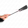 plumes chacouillées avec noeud de ruban rose 49 cm