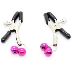 pinces  tétons avec cloche rose