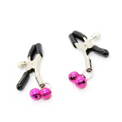 pinces  tétons avec cloche rose