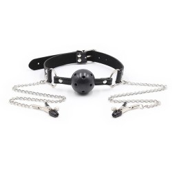 ball gag avec évents et pinces  télénols