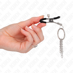 pince a meton o ring et petite chaine argent 6 cm