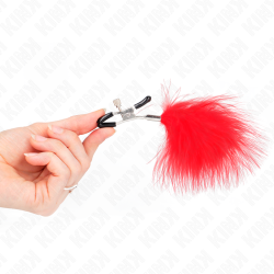 pince à meton plume rouge 7 cm