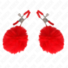 pince a meton boule fausse fourrure rouge 6 cm