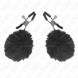 pince a meton boule en fausse fourrure noir 6 cm