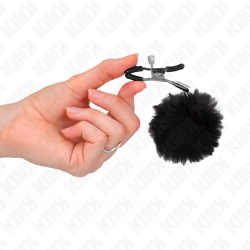 pince a meton boule en fausse fourrure noir 6 cm