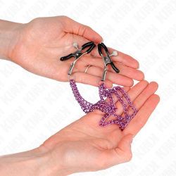 pinces à metelier avec 3 chaînes violet 20-23-28 cm