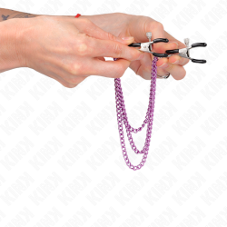 pinces à metelier avec 3 chaînes violet 20-23-28 cm