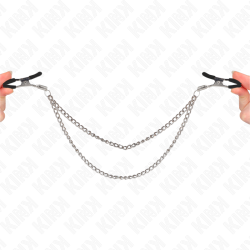 pinces à teteaux avec 2 chaînes épaisses argent 20-23 cm