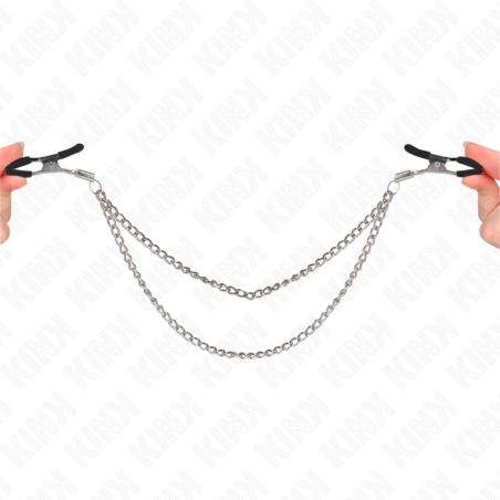pinces à teteaux avec 2 chaînes épaisses argent 20-23 cm