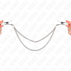pinces à metelier avec 2 chaînes fines argent 20-23 cm
