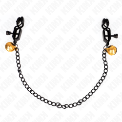 pinces à meton chaîne plate et cloche argent 30 cm