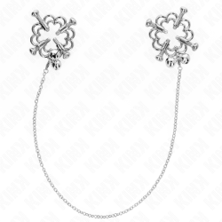 pinces à metelles fleur en métal avec chaîne