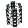 cage  pénis avec anneaux métalliques et sangle en cuir