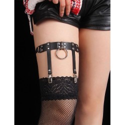 953744 jarretelle punk en cuir ajustable noir taille unique