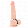 double anneau pénis en métal de 3,8 cm à 5 cm connecté au cuir