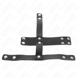anneau de cage à pénis en cuir avec séparateur de balles réglable