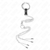 anneau pénis en métal triple chrome 3 cm à 4,5 cm avec chaîne en métal de 26 cm et pinces à tétons