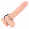 double anneau pénis 3,8 cm à 5 cm connecté par cuir