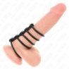 5 anneaux pénis en silicone de 3,8 cm à 4,8 cm connectés par du cuir