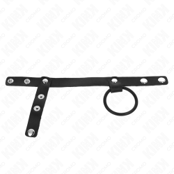 anneau pénis en silicone 3,8 cm avec séparateur de balles et sangle en cuir 22 x 1,5 cm