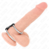 double anneau pénis en métal de 3,7 cm à 5 cm relie par sangle en cuir modèle 2