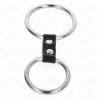 double anneau pénis en métal de 3,7 cm à 5 cm relie par sangle en cuir modèle 2