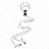 anneau pénis en métal triple chrome 3 cm à 4,5 cm avec chaîne en métal de 26 cm et pinces à tétons