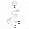 anneau pénis en métal triple chrome 3,8 cm à 5 cm avec chaîne en métal de 26 cm et pinces à tétons modèle 2