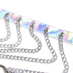 953737 harnais de poitrine avec anneaux et chaînes argent taille unique