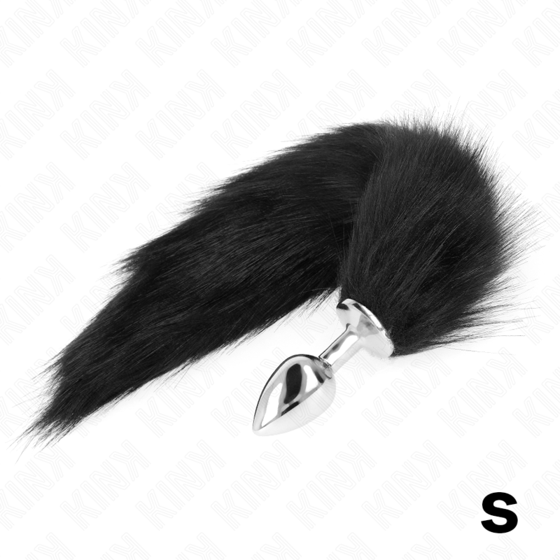 plug anal taille s 7 x 3 cm avec queue synthétique 40 cm noir