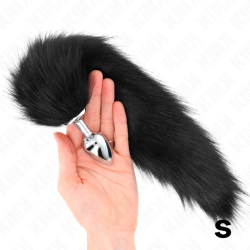 plug anal taille s 7 x 3 cm avec queue synthétique 40 cm noir