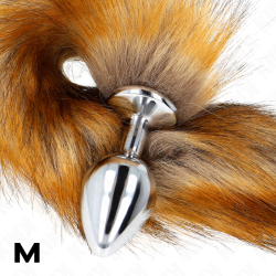 plug anal taille m 8 x 3,5 cm avec queue synthétique 40 cm marron