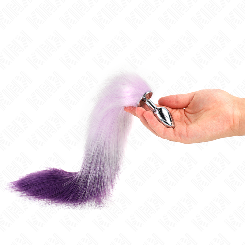 plug anal taille s 7 x 3 cm avec queue synthétique 40 cm violet