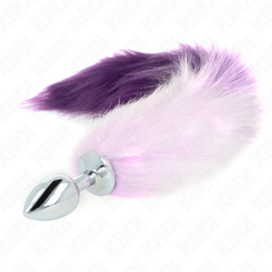 plug anal taille s 7 x 3 cm avec queue synthétique 40 cm violet