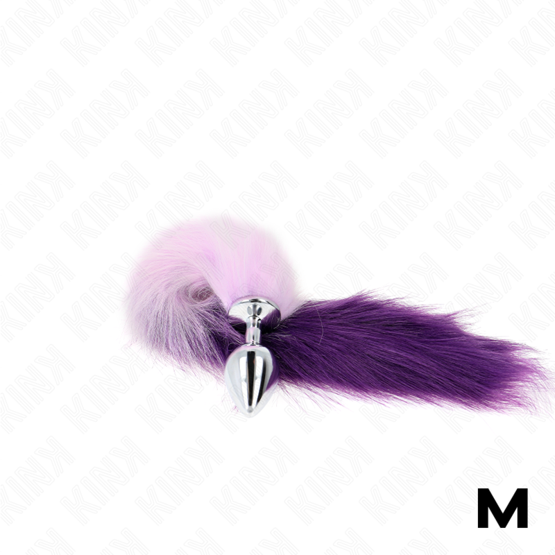 plug anal taille m 8 x 3,5 cm avec queue synthétique 40 cm violet