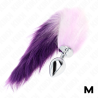 plug anal taille m 8 x 3,5 cm avec queue synthétique 40 cm violet