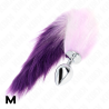 plug anal taille m 8 x 3,5 cm avec queue synthétique 40 cm violet