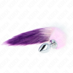 plug anal taille l 10 x 4 cm avec queue synthétique 40 cm violet