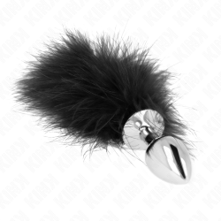 plug anal en acier inoxydable 11 x 7 cm avec plume 11 cm