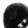 bouchon en acier inoxydable 7 x 3 cm avec queue de lapin en fausse fourrure noire 8 cm
