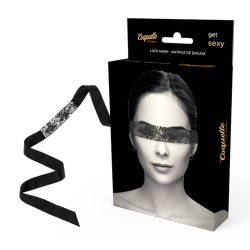 masque en dentelle noire avec ruban
