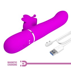 vibrateur multifonction lapin 4 en 1 papillon fuchsia